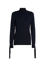 Open-Back Mock Turtleneck Sweater