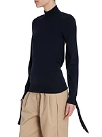 Open-Back Mock Turtleneck Sweater