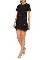 Marullo Feather-Trimmed Minidress