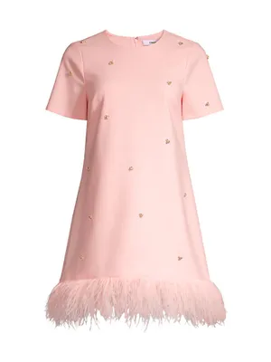 Marullo Feather-Trimmed Minidress