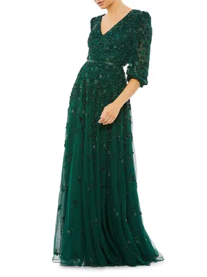 Beaded Floor-Length Gown