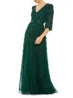 Beaded Floor-Length Gown