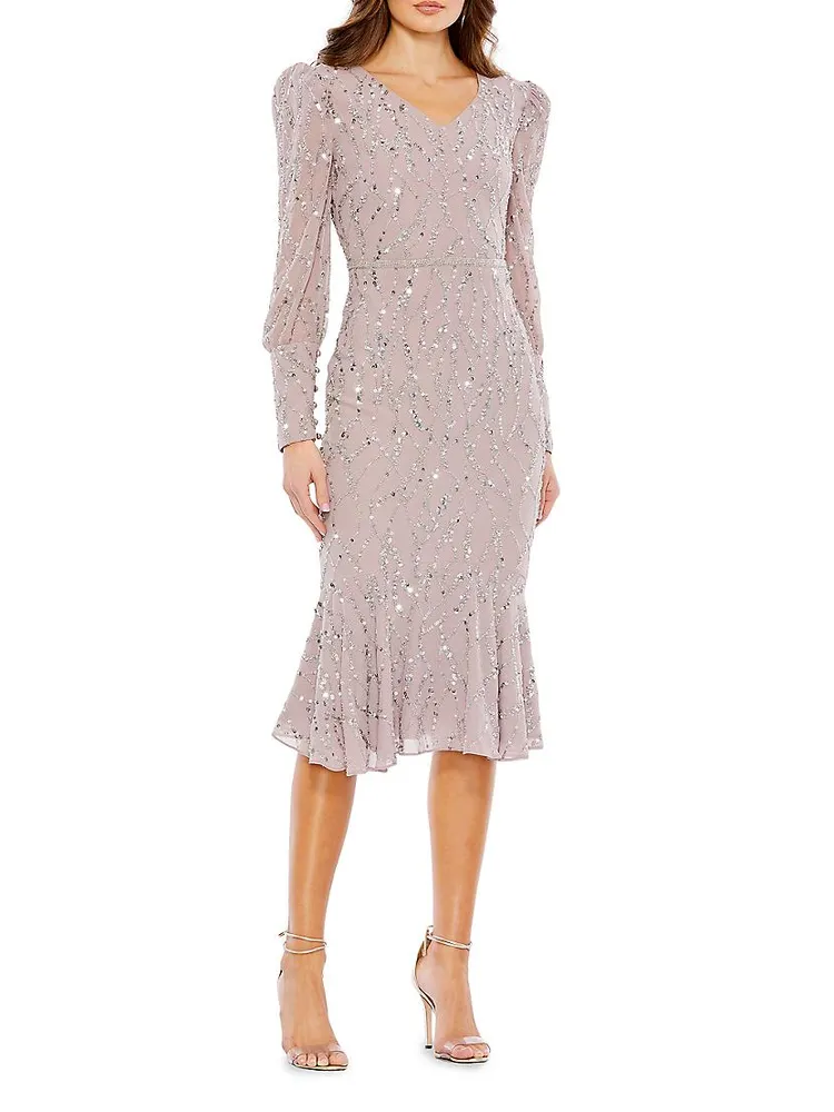 Sequined Trumpet-Hem Dress