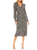 Sequined Faux Wrap Dress