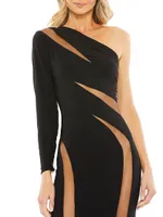 Jersey Cut-Out Illusion Gown