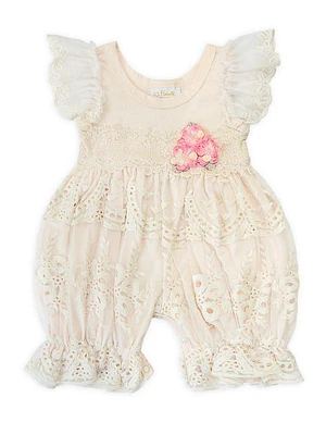 Baby Girl's Lace-Trim Romper