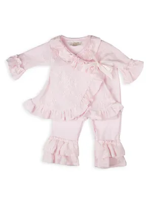 Baby Girl's 2-Piece Sweet Rose Kimono Wrap Top & Pants Set