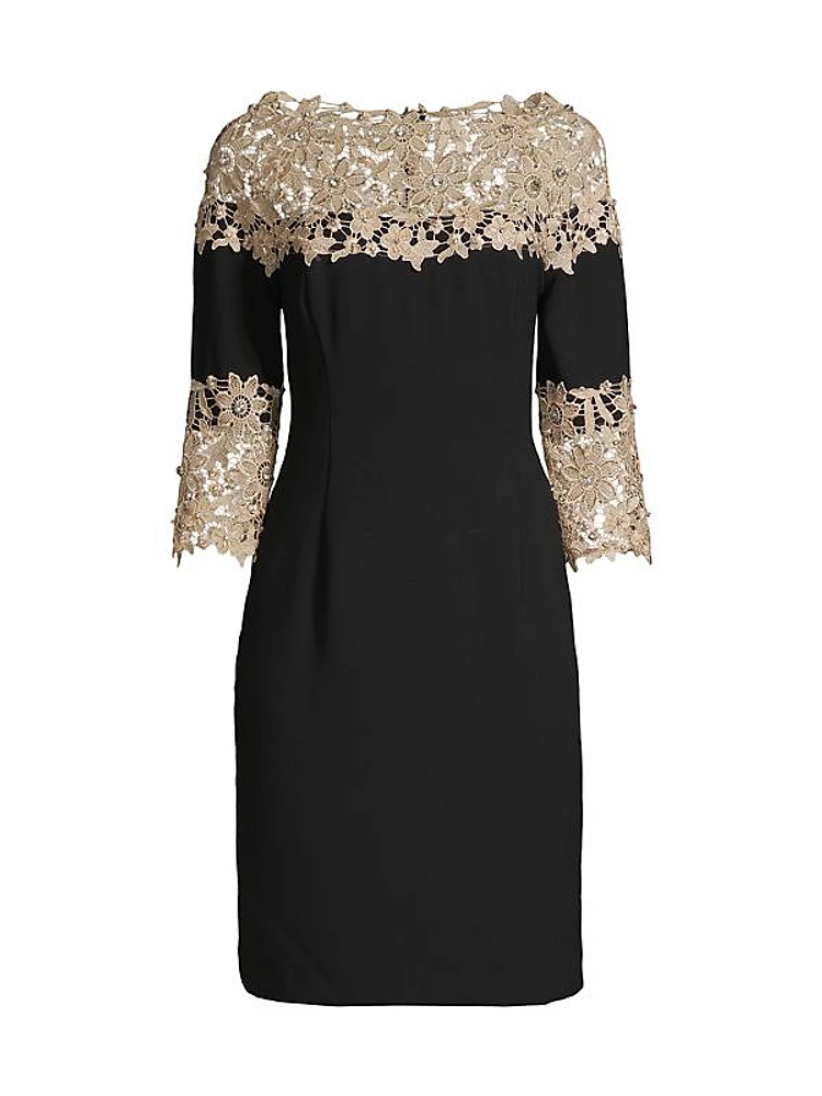 Beaded Lace Sheath Dress