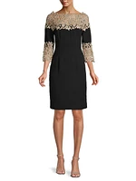 Beaded Lace Sheath Dress