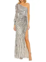 One-Shoulder Sequin Gown