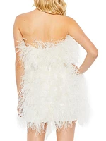 Feather Strapless Minidress