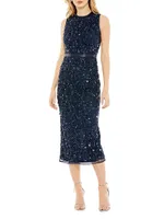 Sequin High-Neck Midi-Dress