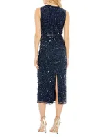 Sequin High-Neck Midi-Dress