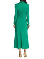 Side Ruched Keyhole Dress