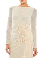 Draped Sequin Gown