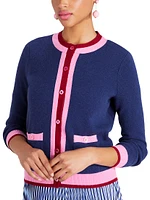 Striped Crewneck Cashmere Cardigan