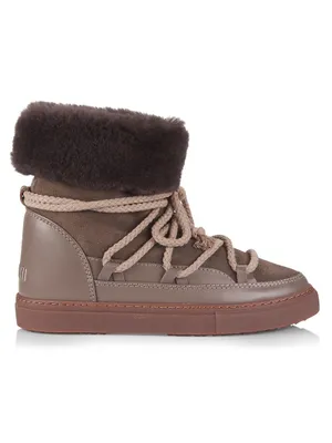 Shearling & Leather High-Top Sneakers