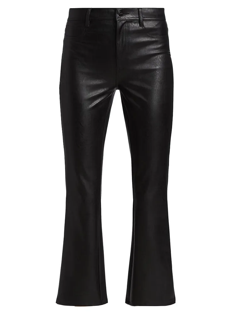 Claudine High-Rise Cropped Ankle Flare Faux Leather Jeans