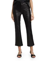 Claudine High-Rise Cropped Ankle Flare Faux Leather Jeans