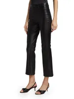 Claudine High-Rise Cropped Ankle Flare Faux Leather Jeans