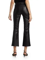 Claudine High-Rise Cropped Ankle Flare Faux Leather Jeans