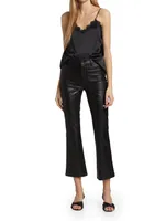 Claudine High-Rise Cropped Ankle Flare Faux Leather Jeans