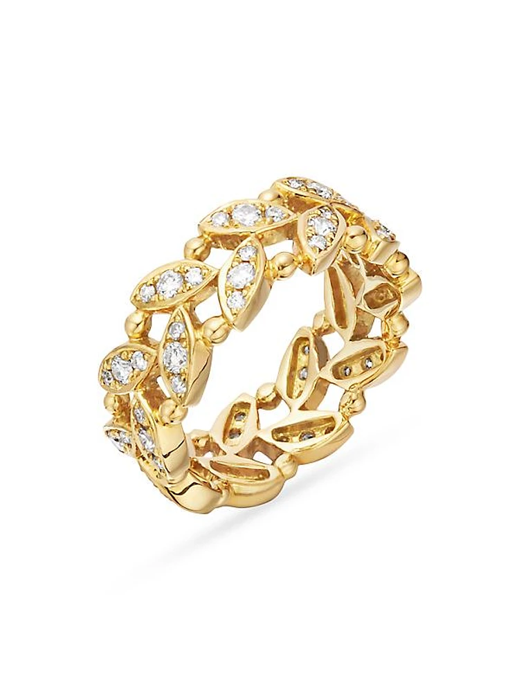 Foglia 18K Yellow Gold & Diamond Ring