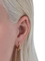 Small 18K Yellow Gold & Diamond Hoop Earrings