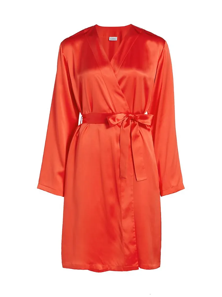 Belted Silk Satin Robe