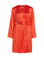 Belted Silk Satin Robe