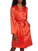 Belted Silk Satin Robe