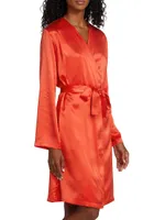 Belted Silk Satin Robe