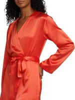 Belted Silk Satin Robe