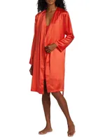 Belted Silk Satin Robe