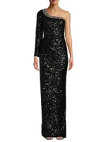 Fall 22 Greta Sequin One-Shoulder Gown