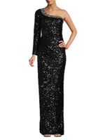 Fall 22 Greta Sequin One-Shoulder Gown