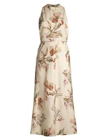 Lisandra Floral Satin Midi-Dress