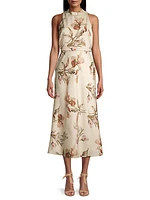 Lisandra Floral Satin Midi-Dress