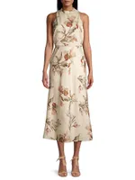 Lisandra Floral Satin Midi-Dress