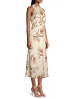 Lisandra Floral Satin Midi-Dress