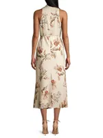 Lisandra Floral Satin Midi-Dress