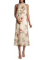 Lisandra Floral Satin Midi-Dress