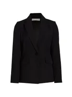 Notch Collar One-Button Blazer