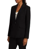 Notch Collar One-Button Blazer