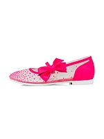 Little Girl's & Girl's Melodie Strass Satin Mesh Flats