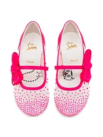 Little Girl's & Girl's Melodie Strass Satin Mesh Flats