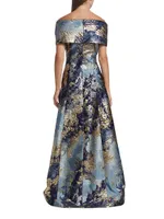 Metallic Floral Jacquard Gown