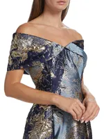 Metallic Floral Jacquard Gown