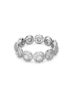 Una Rhodium-Plated & Crystal Halo Ring