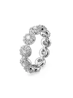 Una Rhodium-Plated & Crystal Halo Ring